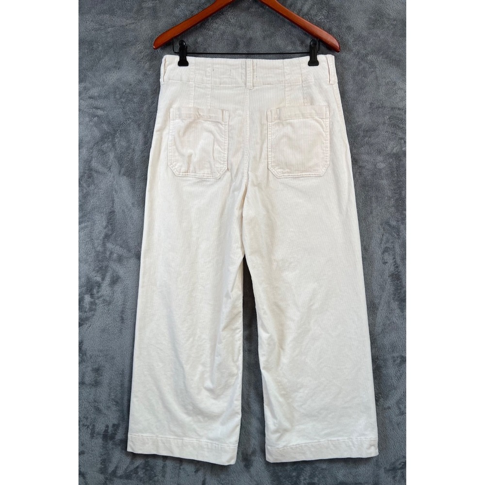 Maeve Anthropologie Colette Pants Ivory 31 32x26 Cropped Wide-Leg Corduroy - Picture 3 of 12
